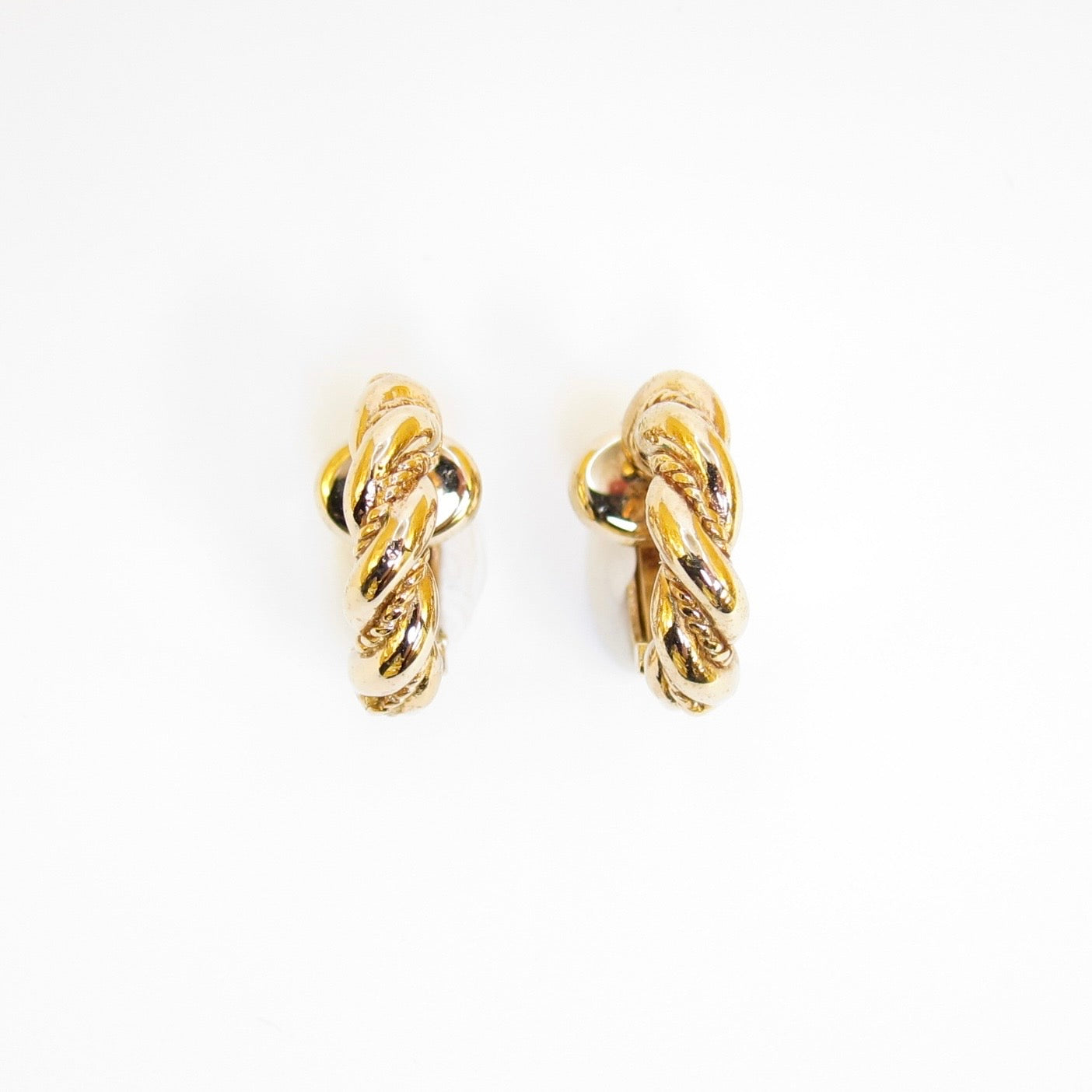Christian Dior Vintage Twisted Rope Hoop Clip-On Earrings