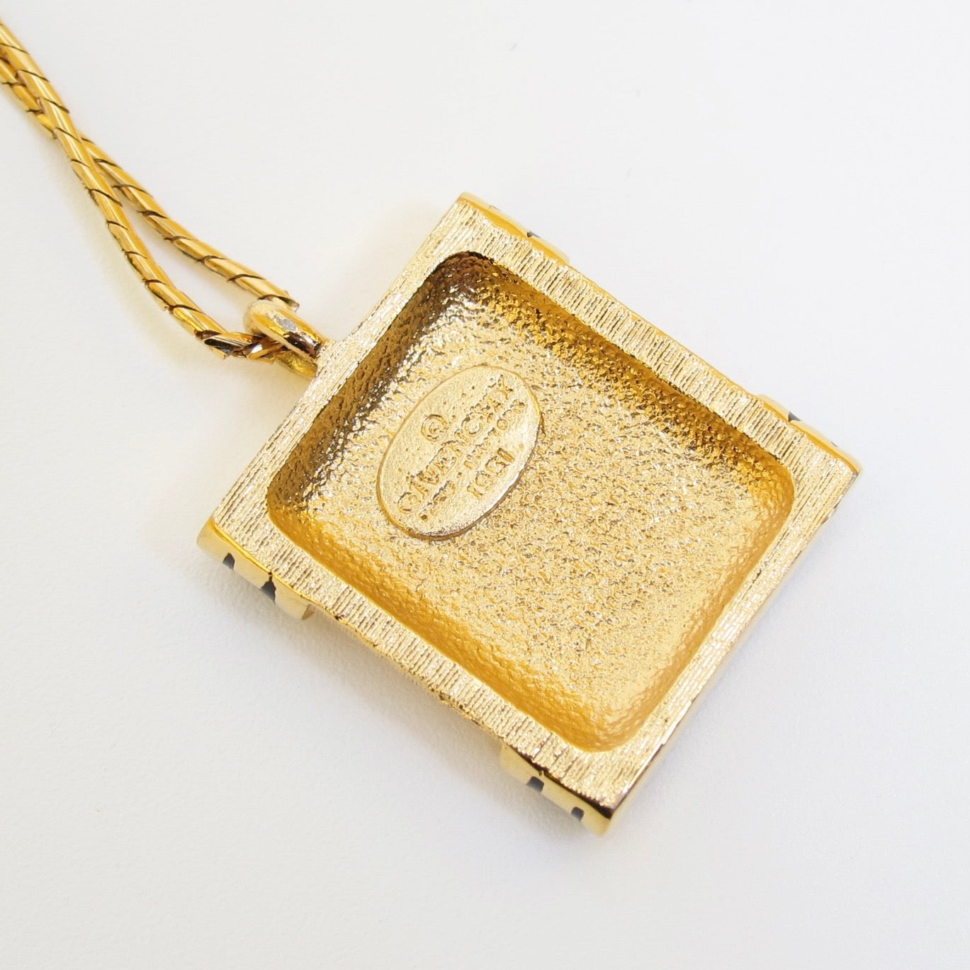 Givenchy Vintage Black Enamel G Pendant Necklace