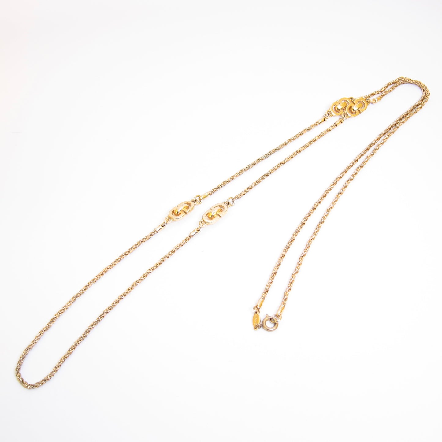 Christian Dior Vintage CD Logo Golden Long Necklace