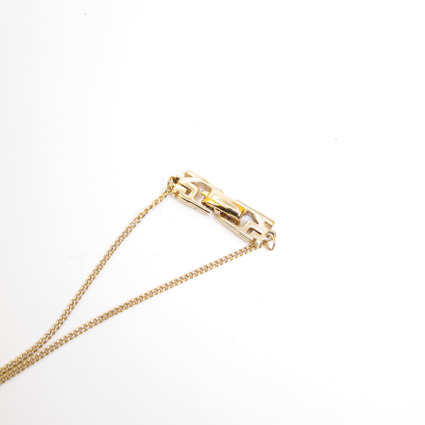 Nina Ricci Vintage NR Logo in Heart with Rhinestone Golden Necklace