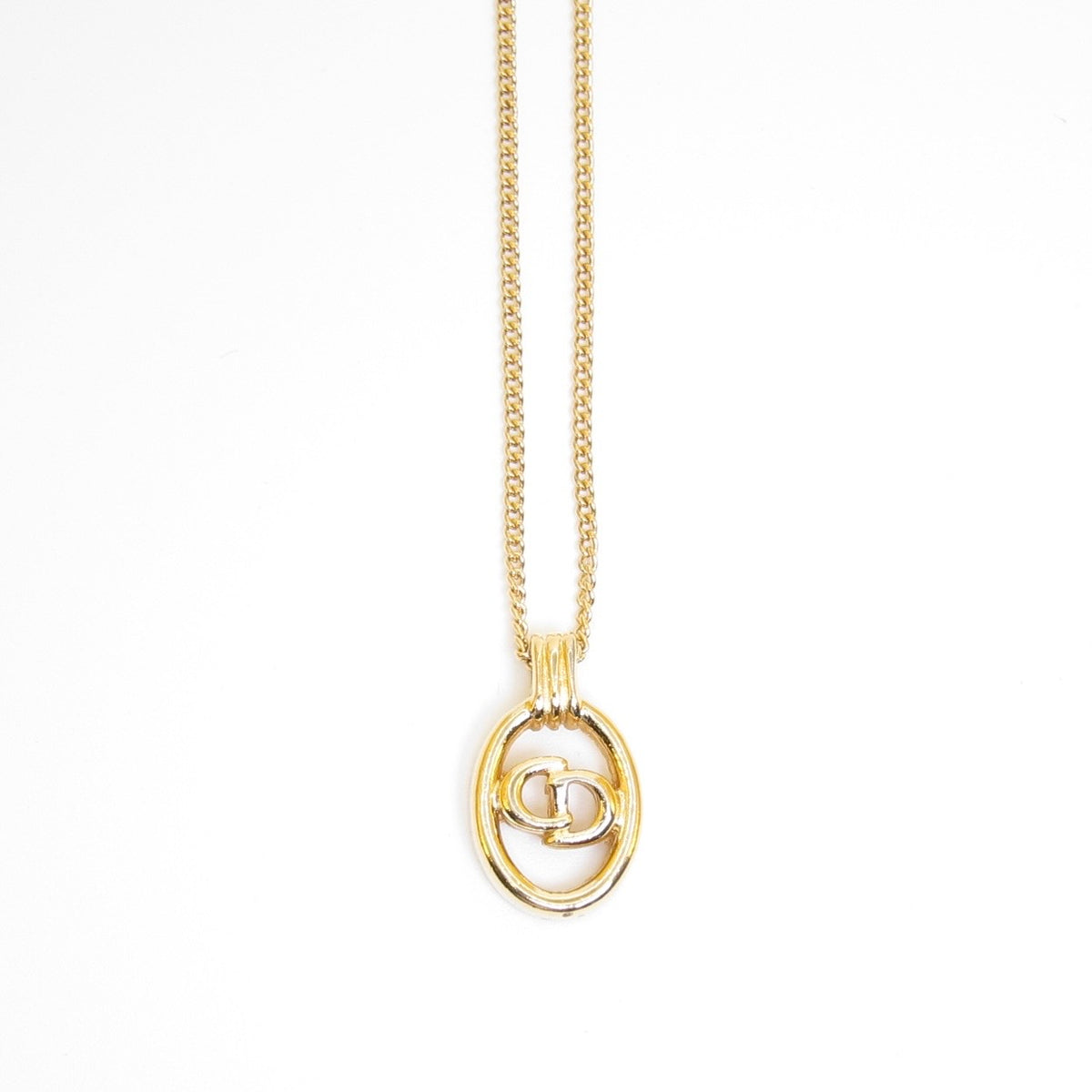 Christian Dior Vintage Oval CD Pendant Necklace