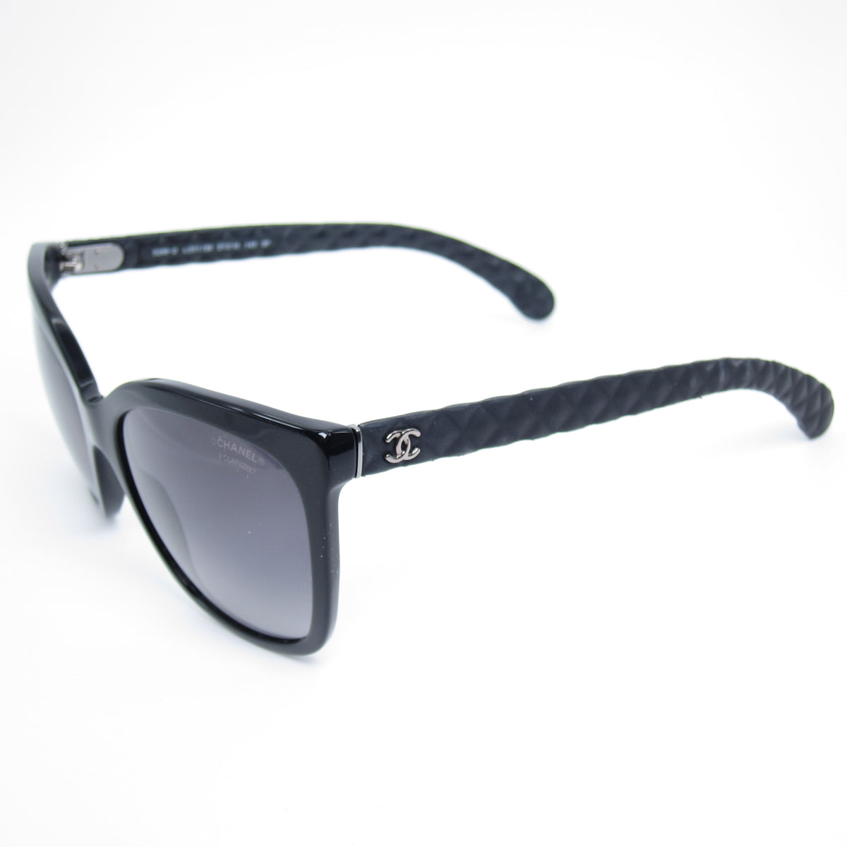 Chanel Vintage Matelasse Leather Black Sunglasses