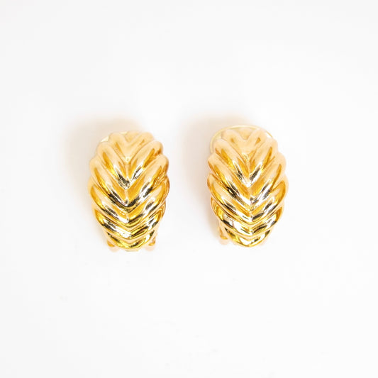 Christian Dior Vintage Stylish Golden Clip-on Earrings