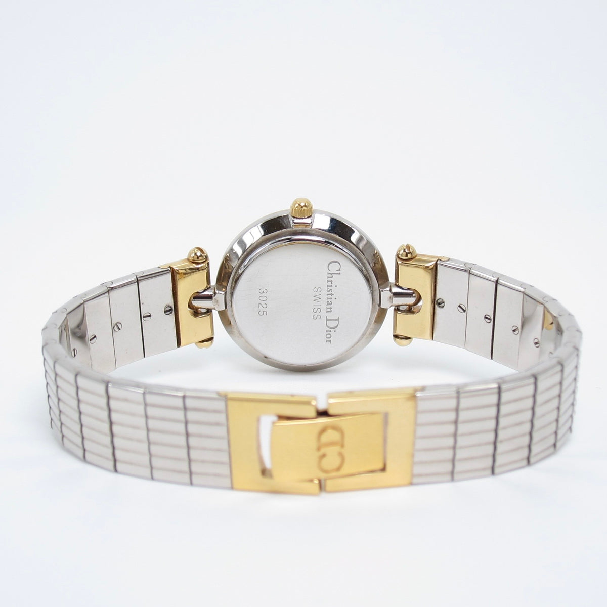 Christian Dior Vintage Round Black Face Two Tone Watch