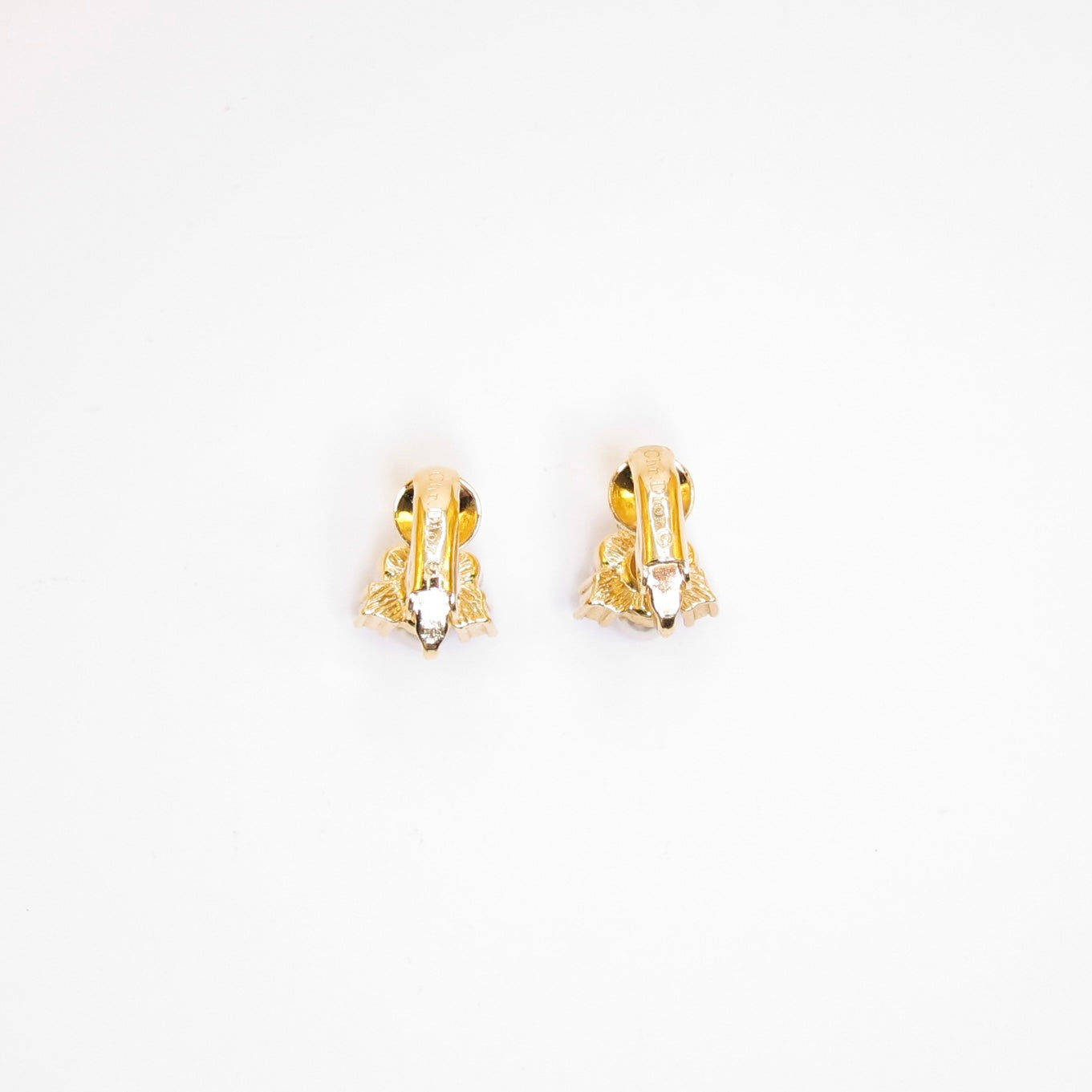 Christian Dior Vintage Pearl and Rhinestone Golden Clip-on Earrings