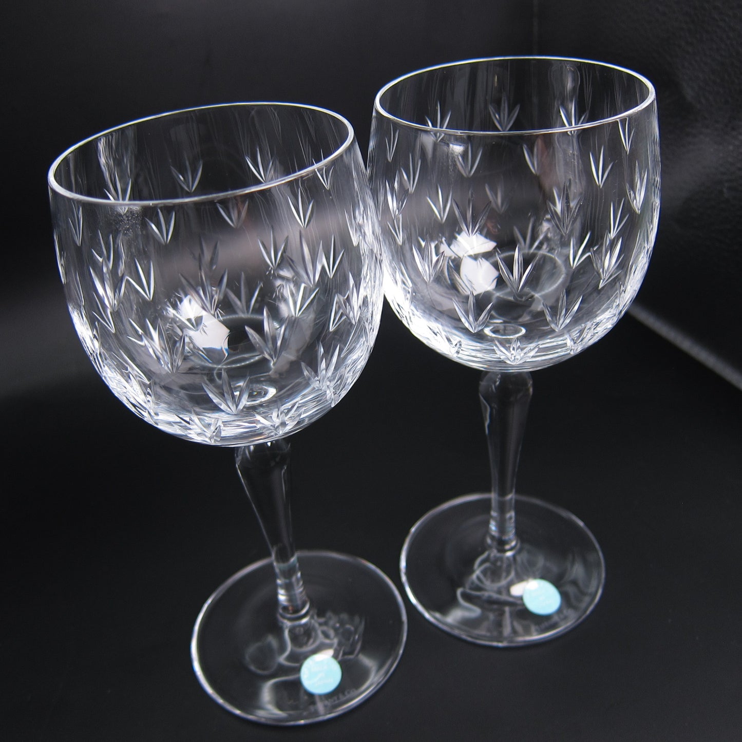 Tiffany Vintage Flower Motif Wine Glasses Set of 2