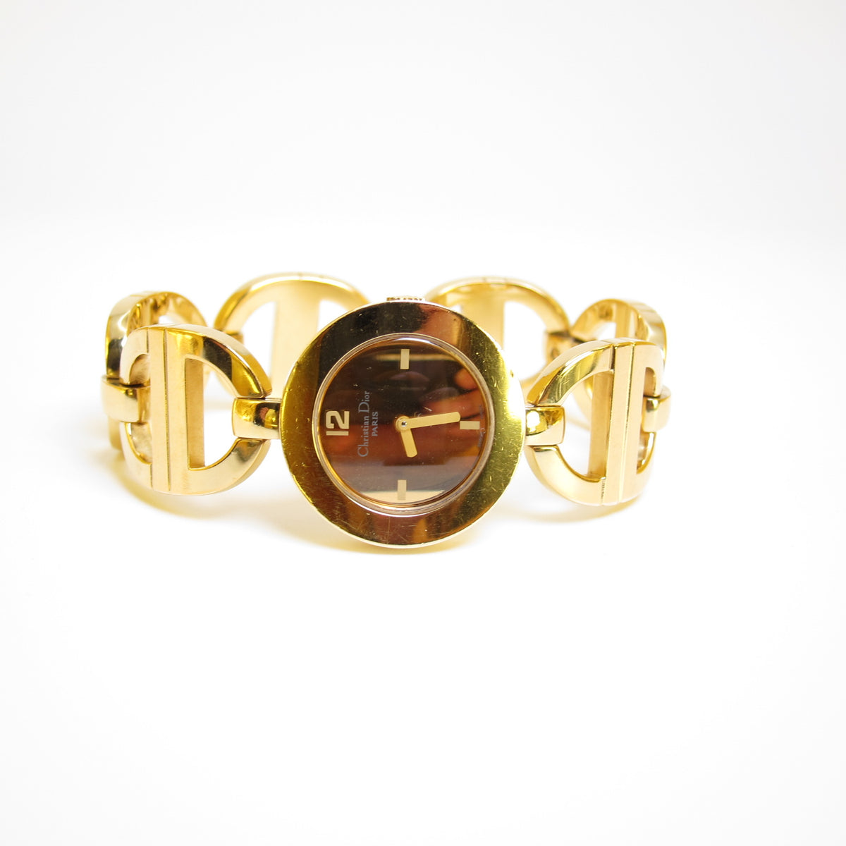 Christian Dior Vintage CD022180 Round Gold-Tone Bangle Watch