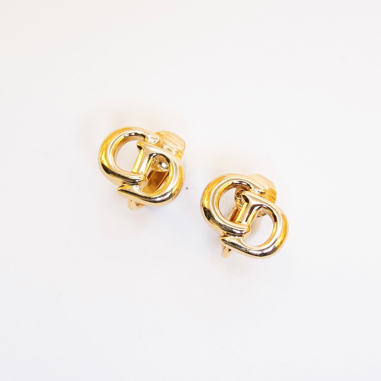 Christian Dior Vintage CD Logo Golden Clip-on Earrings