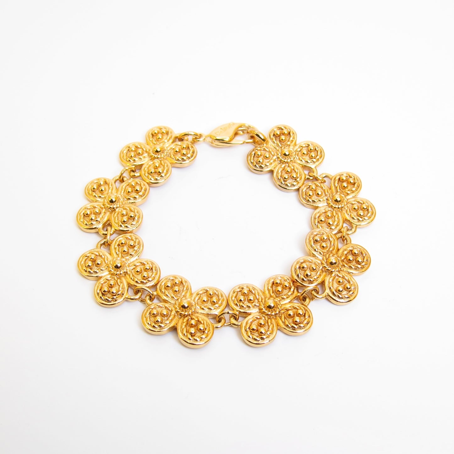Christian Dior Vintage Flower Motif Golden Bracelet