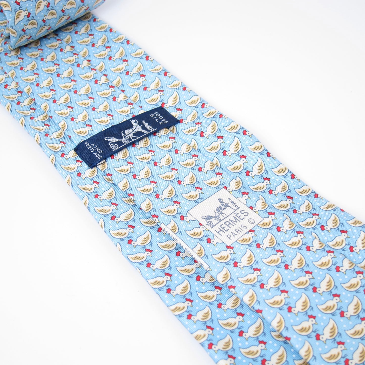 Hermes Vintage Rooster Pattern Silk Tie