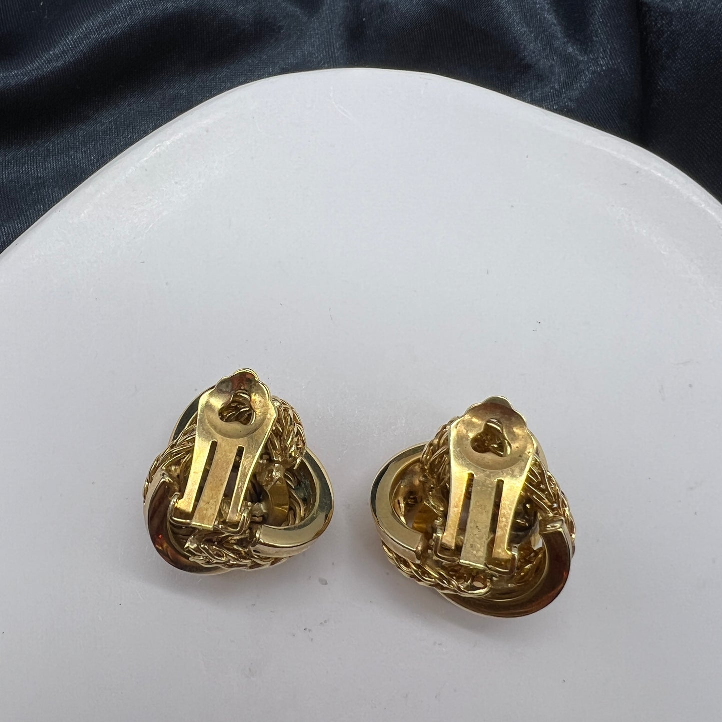 Christian Dior Vintage Golden Twist Clip-On Earrings