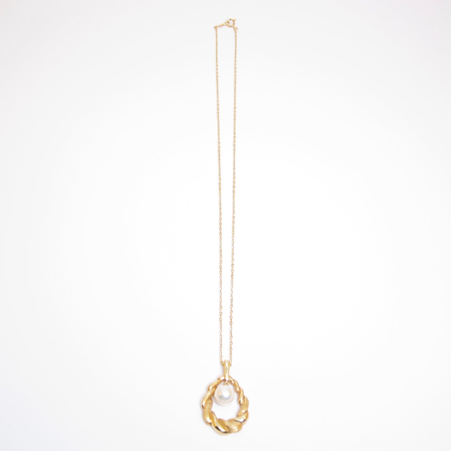 Mikimoto Vintage 18K Gold Twisted Rope and Pearl Necklace