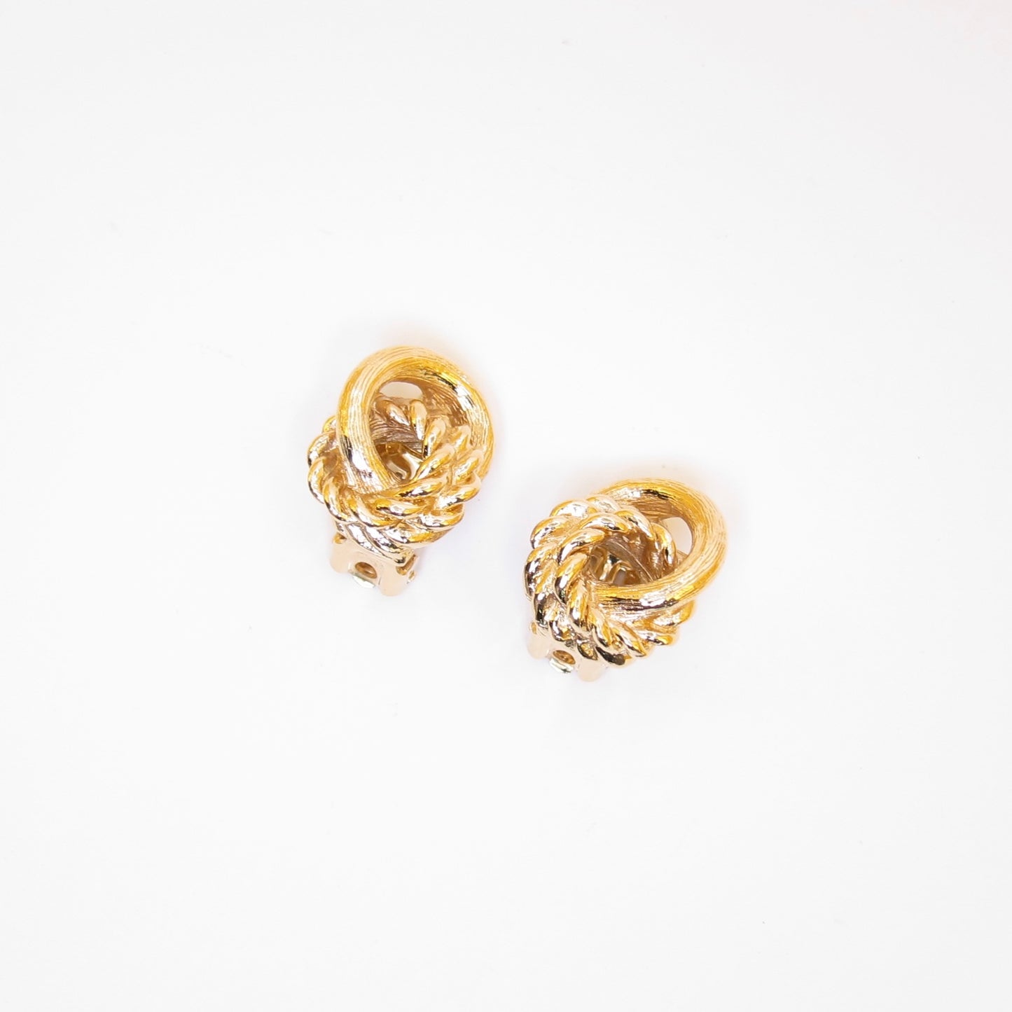 Christian Dior Vintage Twisted Circle Golden Clip-on Earrings