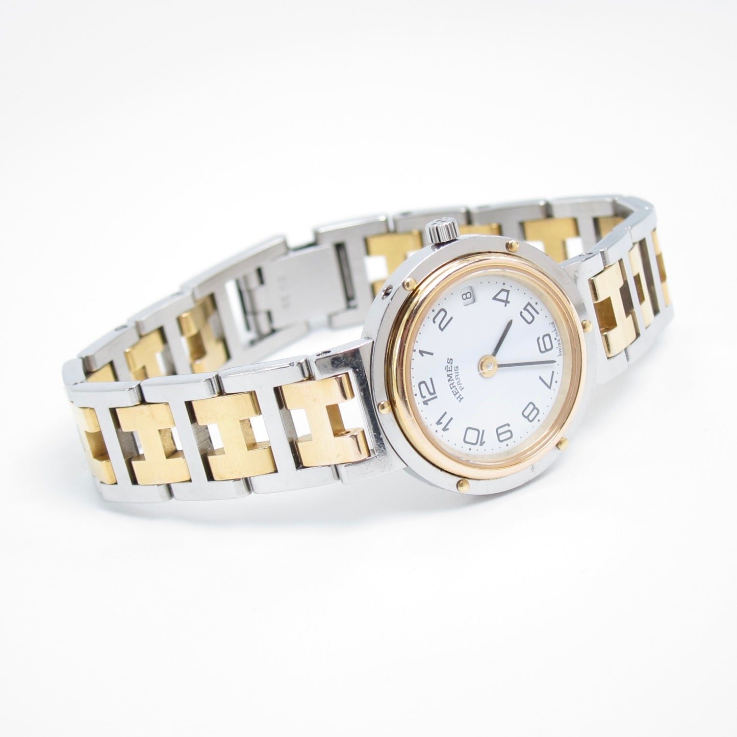 Hermes Vintage Clipper Two-Tone White Dial Ladies Watch