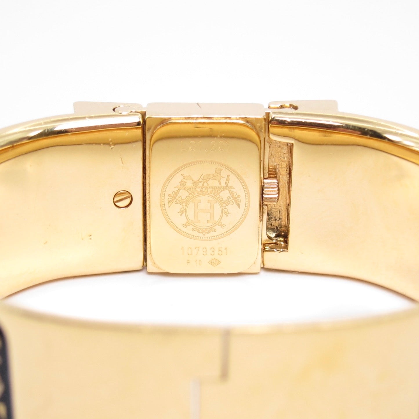 Hermes Vintage Loquet Golden Face Green Cloisonne Enamel Bangle Watch