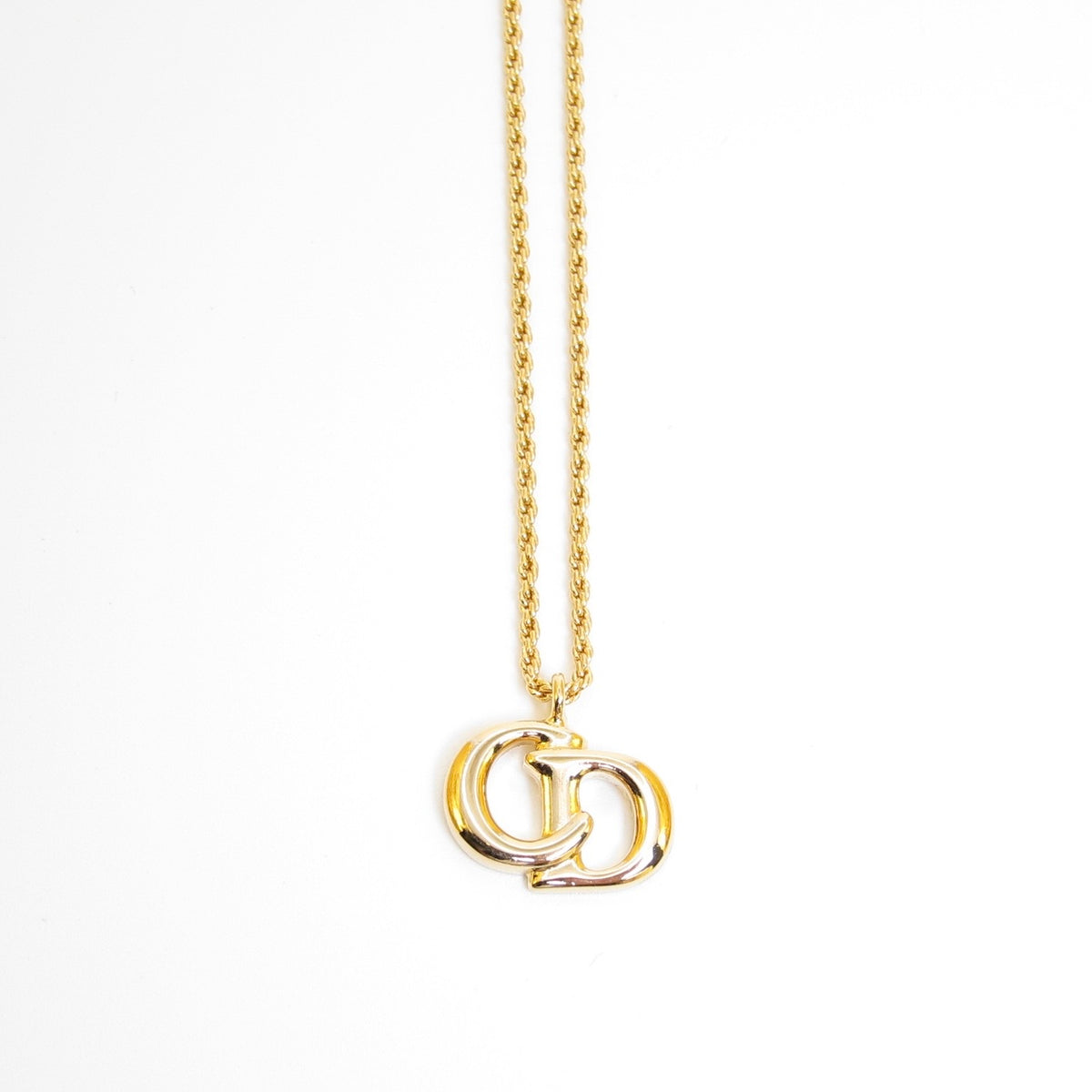 Christian Dior Vintage Interlocking CD Logo Gold-Tone Necklace
