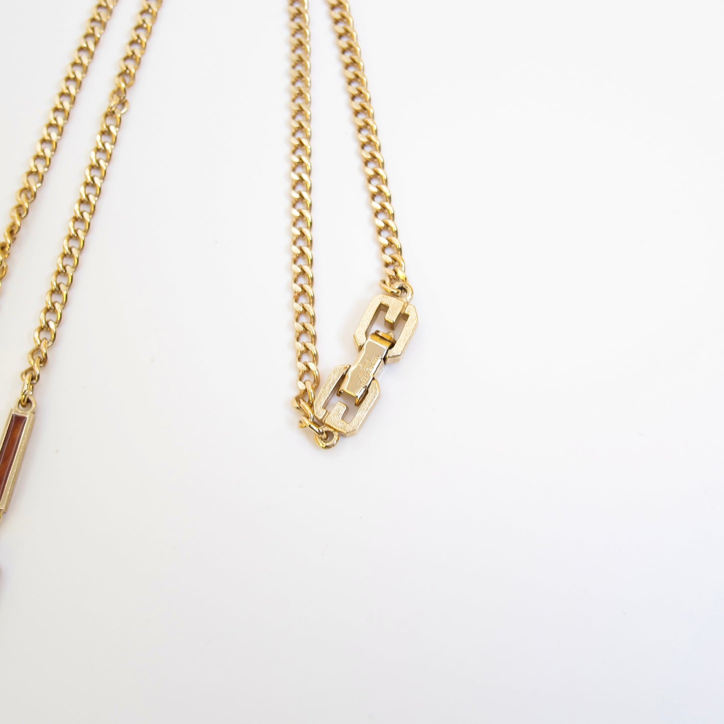 Givenchy Vintage G Logo Brown and Golden Long Necklace