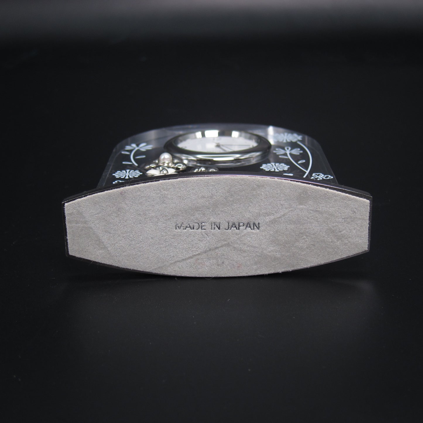 Mikimoto Vintage White Quartz Floral Table Clock With Box