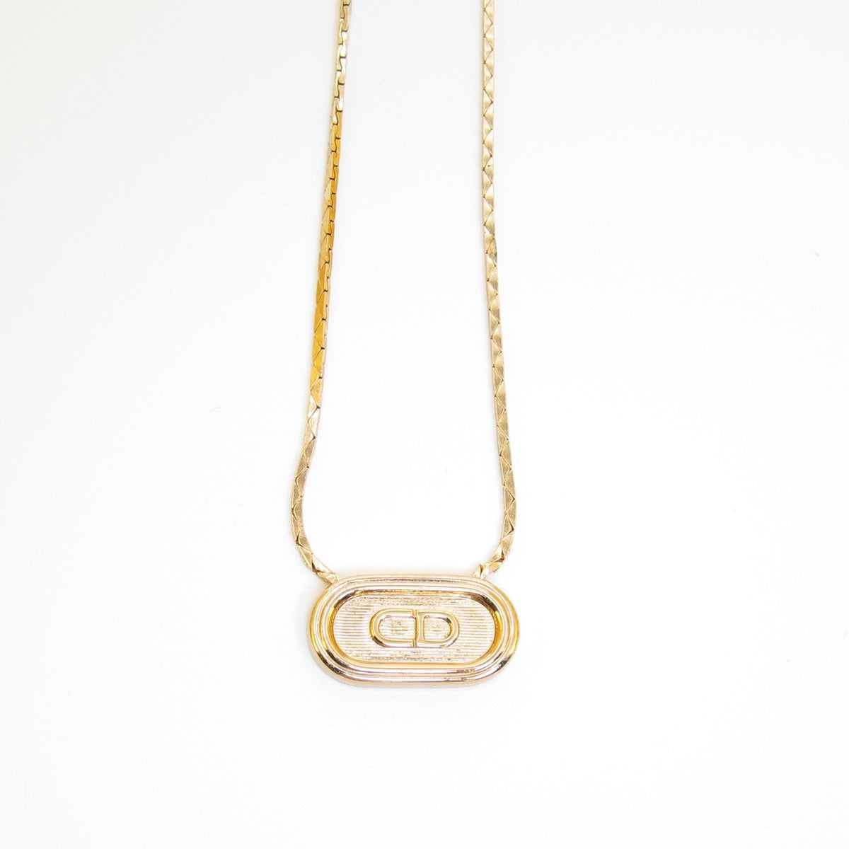 Christian Dior 中古 CD 橢圓吊墜項鏈