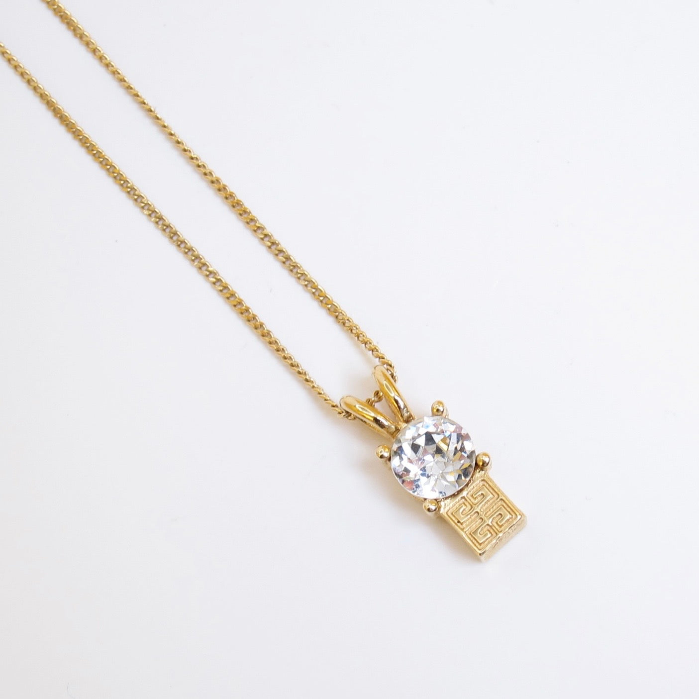 Givenchy Vintage 4G Logo and Rhinestone Golden Necklace