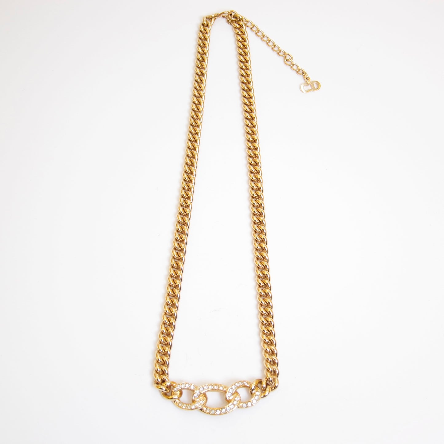 Christian Dior 復古鑲鑽金色項鍊