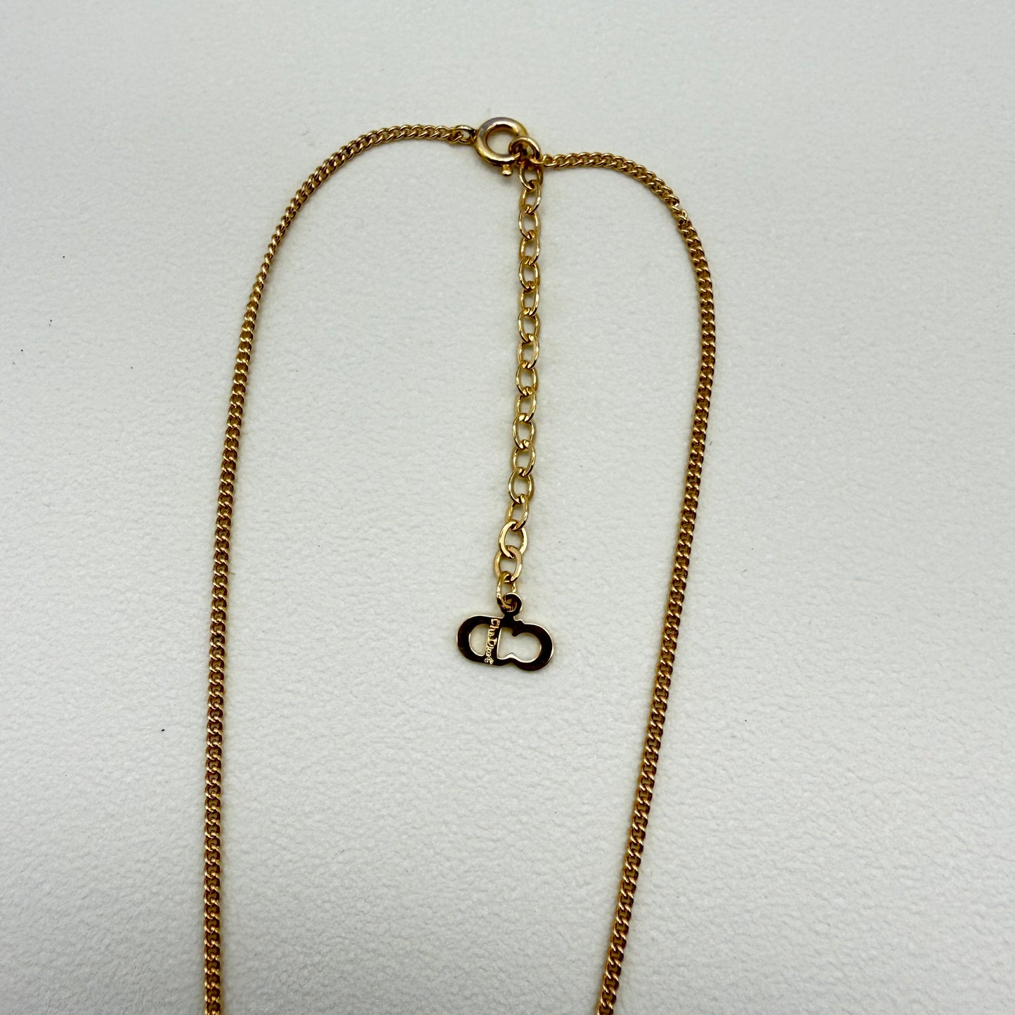 Christian Dior Vintage CD Logo in Oval Shape Golden Necklace