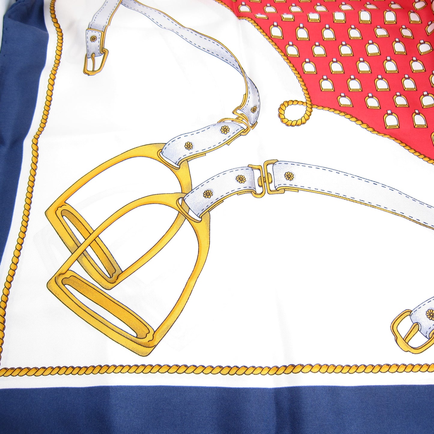 Celine Vintage Red White and Blue Silk Scarf