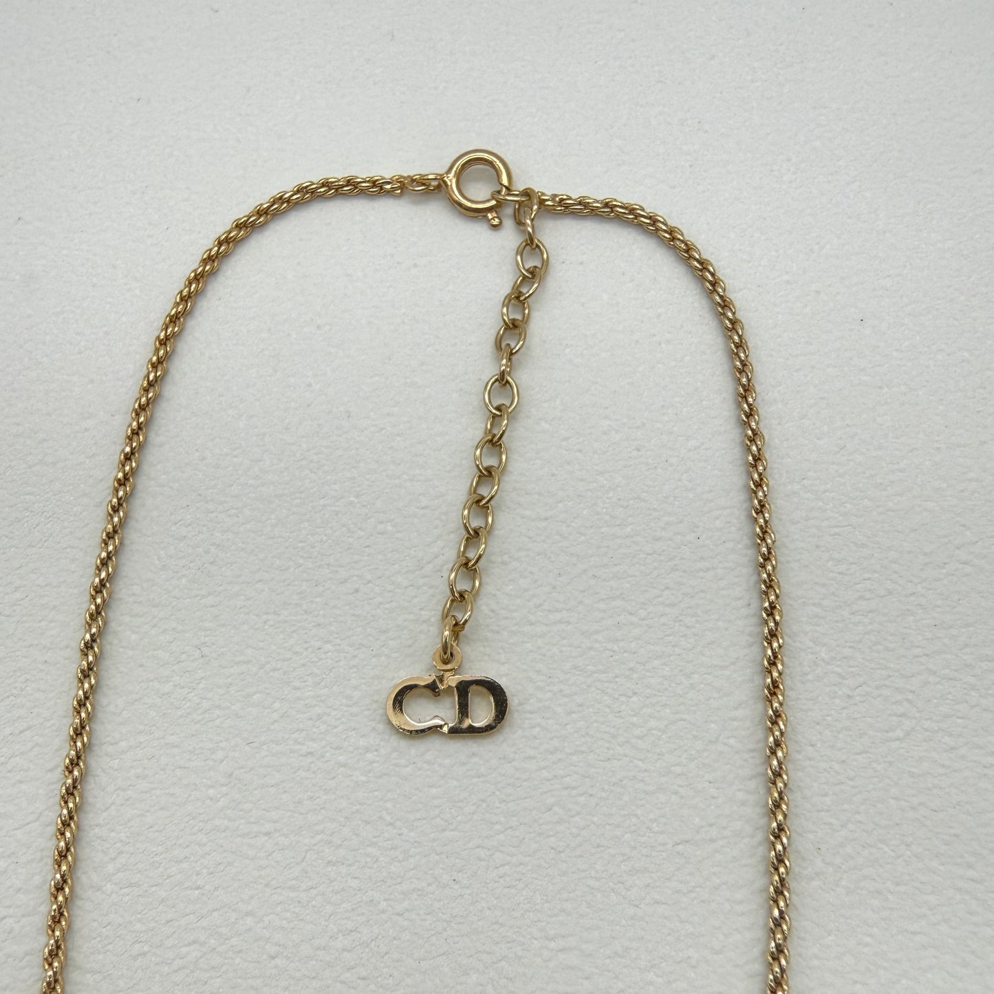 Christian Dior Vintage CD Logo in Double Circle Golden Necklace