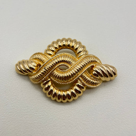 Christian Dior Vintage Rope Motif Golden Brooch
