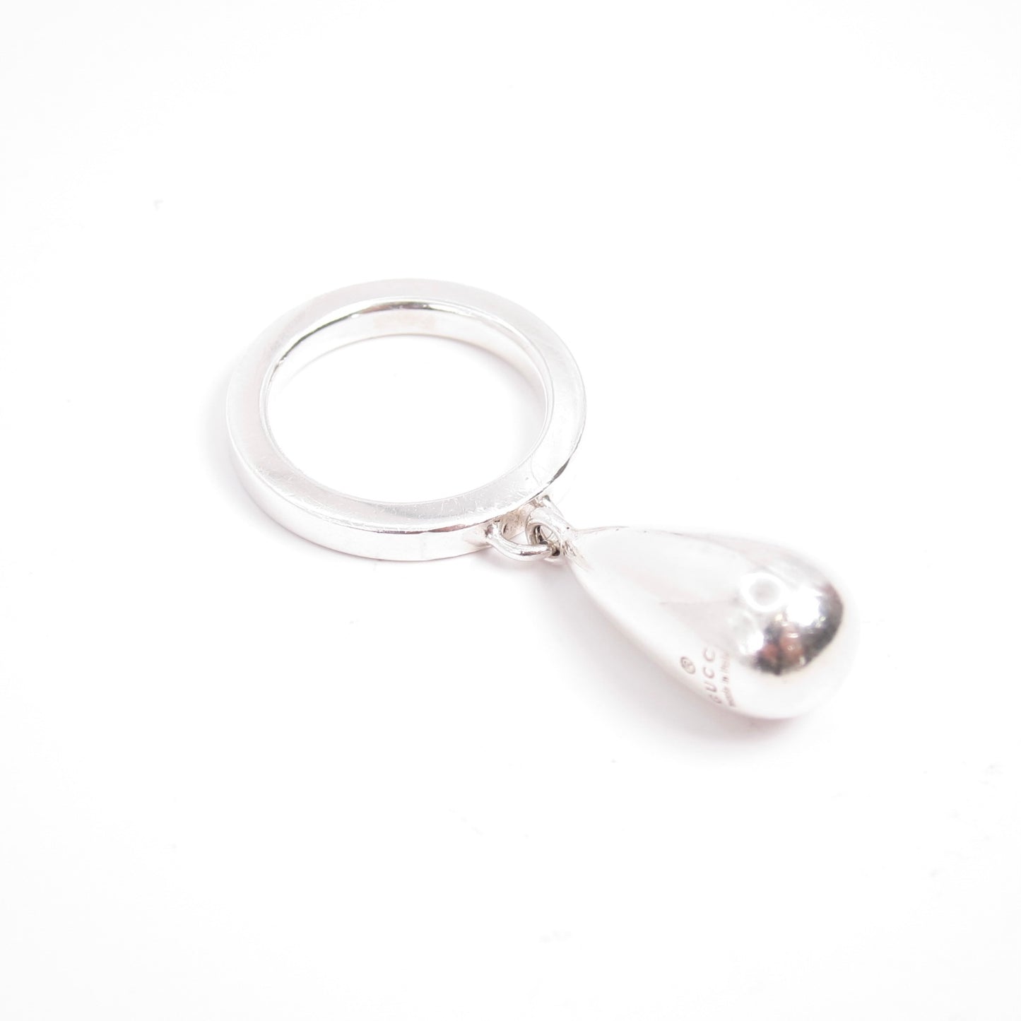 Gucci Vintage Teardrop Charm 925 Silver Ring