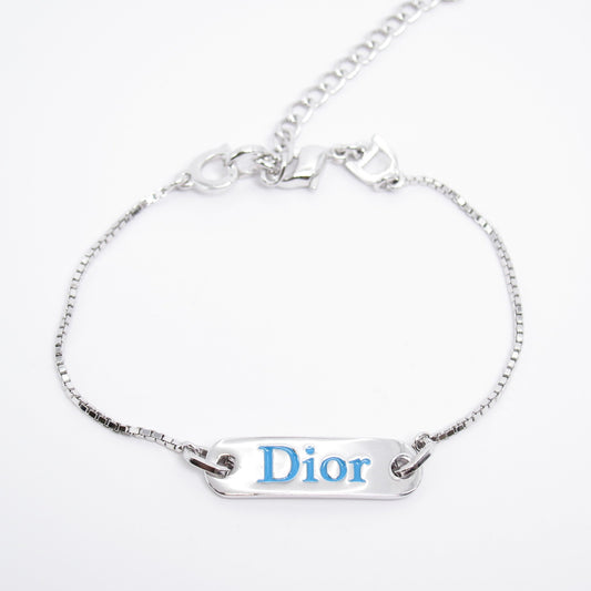 Christian Dior Vintage Dior Logo Plate Silver Bracelet