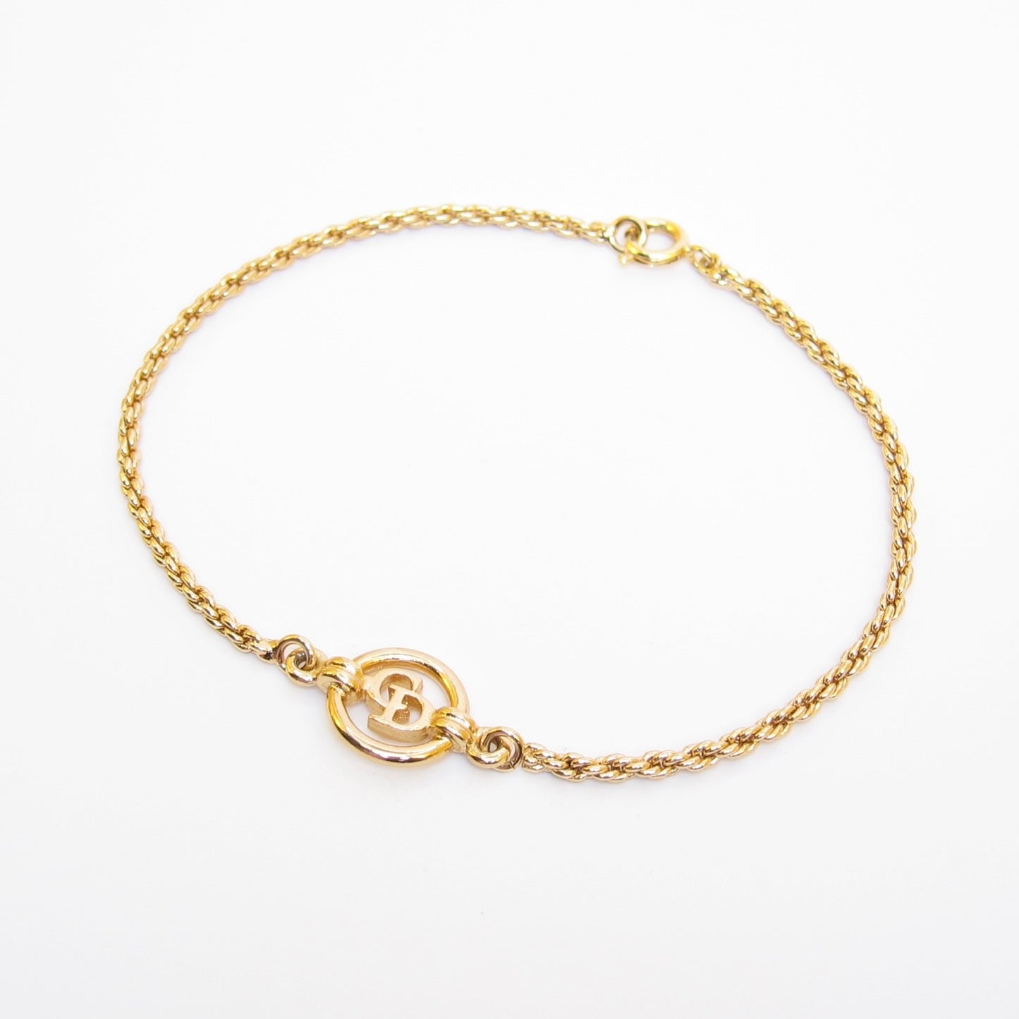 Christian Dior Vintage CD Logo in Circle Golden Bracelet