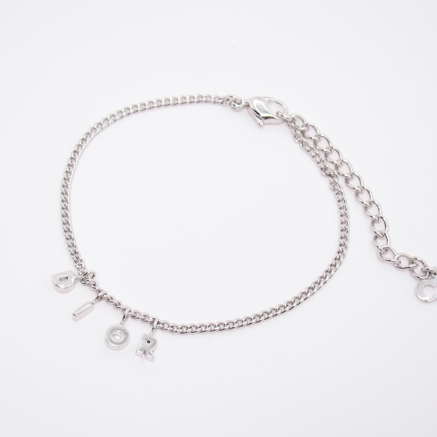 Christian Dior Vintage Dior Letter Charm Silver Bracelet