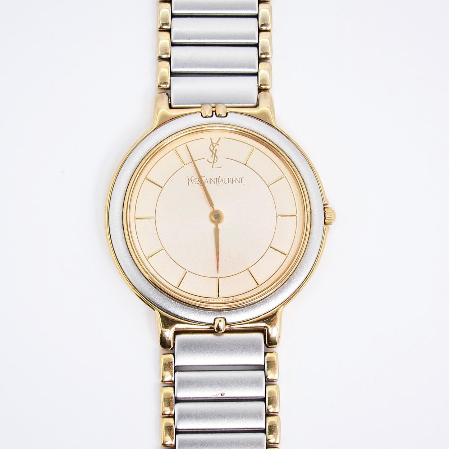 Yves Saint Laurent Vintage Round Champagne Face Two Tone Watch