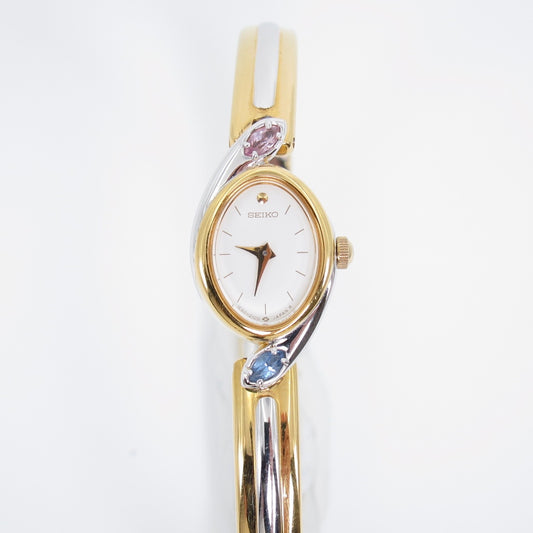 Seiko Vintage Gemstone Two Tone Bangle Watch