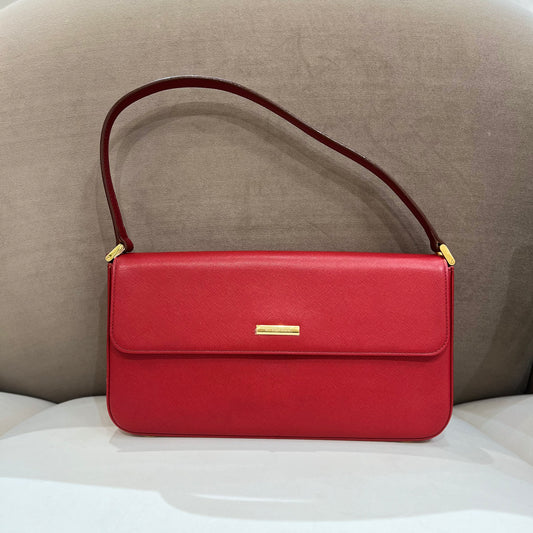 Burberry Vintage Red Leather Shoulder Bags