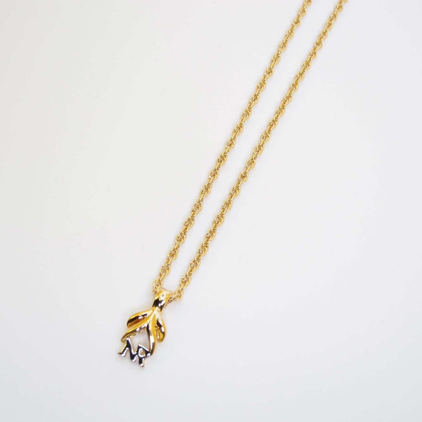 Nina Ricci Vintage Stylish NR Logo Pendant Golden Necklace