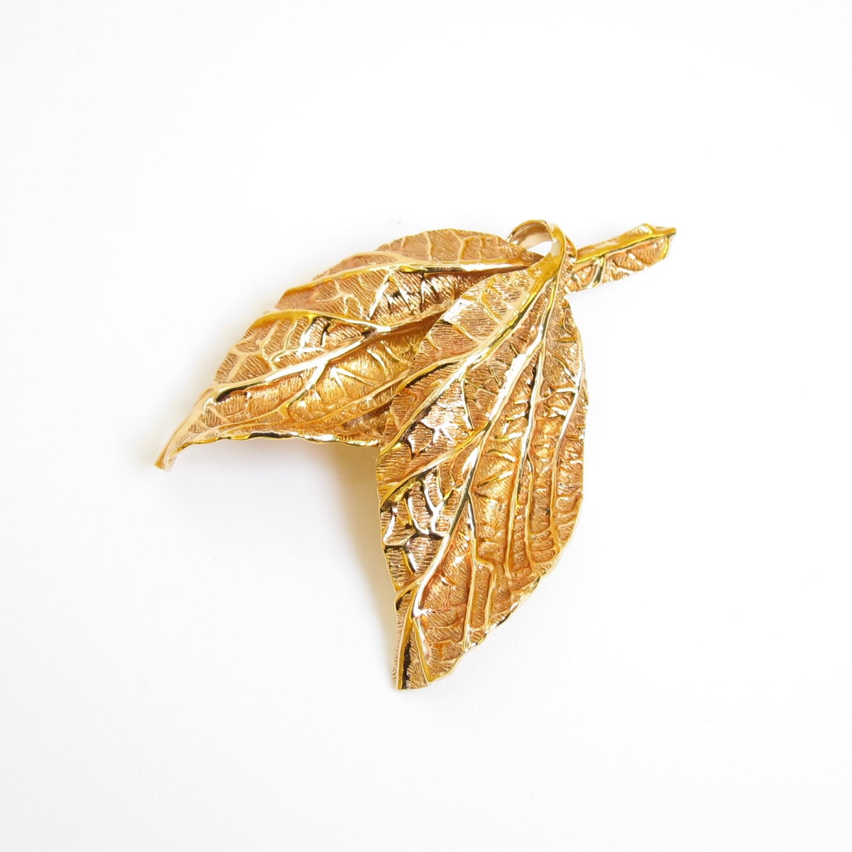 Christian Dior Vintage Leaf Motif Golden Brooch