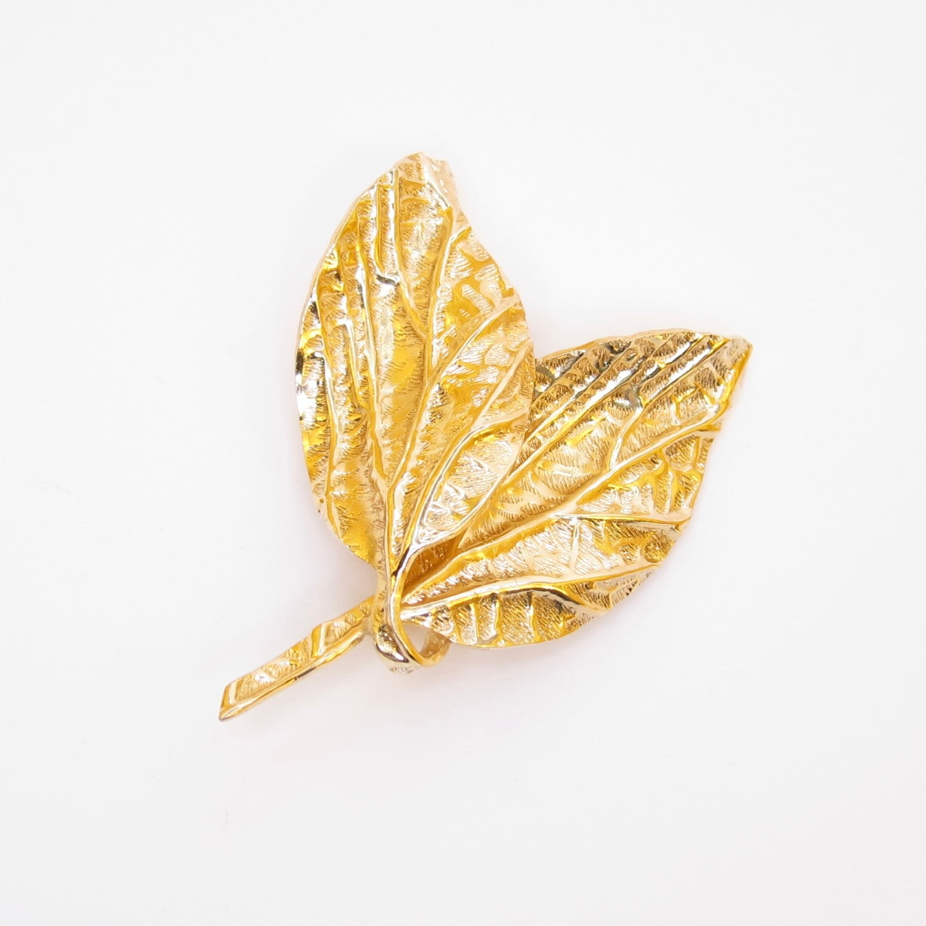 Christian Dior Vintage Leaf Motif Golden Brooch