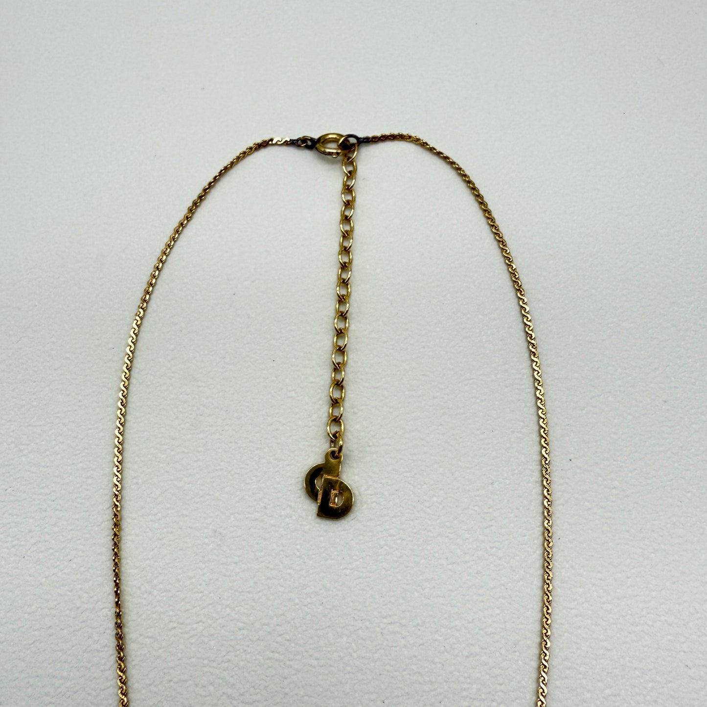 Christian Dior Vintage CD Logo with Rhinestone Golden Necklace