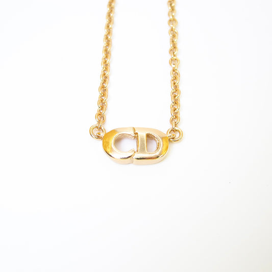 Christian Dior Vintage CD Logo Golden Necklace