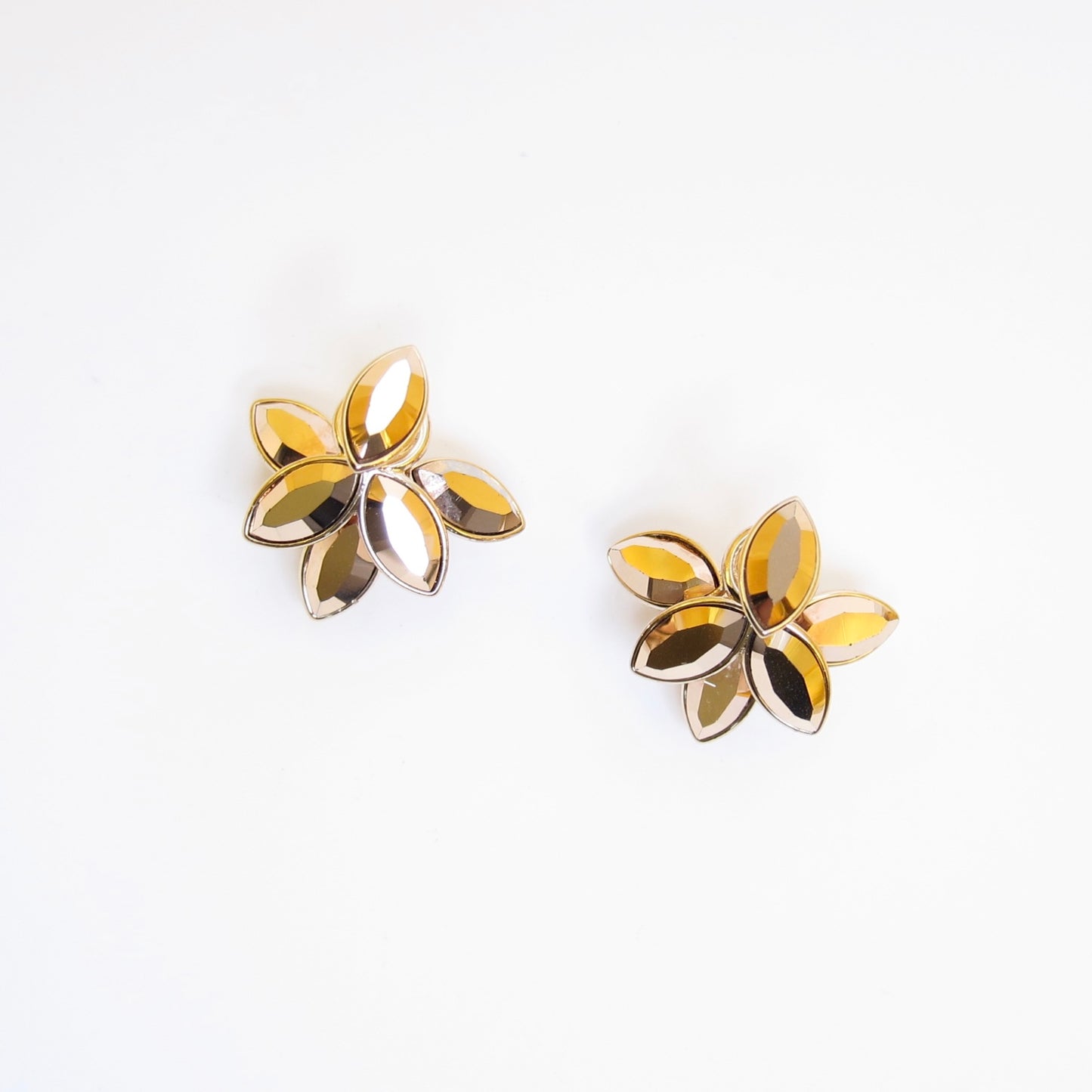 Christian Dior Vintage Mise En Dior Tribale Golden Flower Petal Earrings