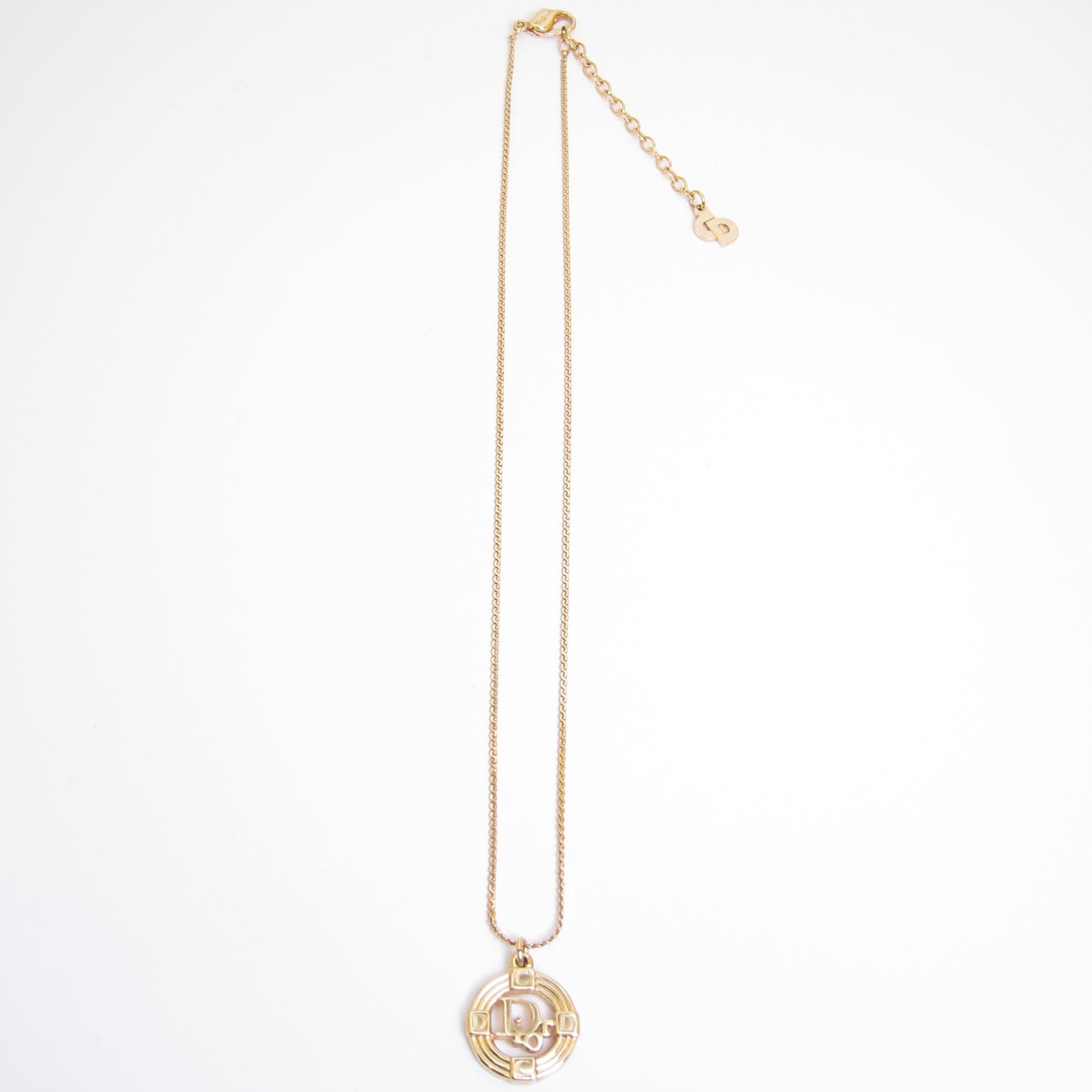 Christian Dior Vintage Dior and CD Logo in Circle Golden Necklace