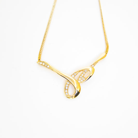 Givenchy Vintage Stylish Rhinestone Golden Pendant Necklace