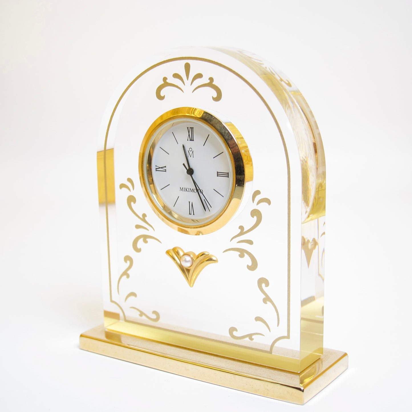 Mikimoto Vintage Pearl and Golden Table Clock
