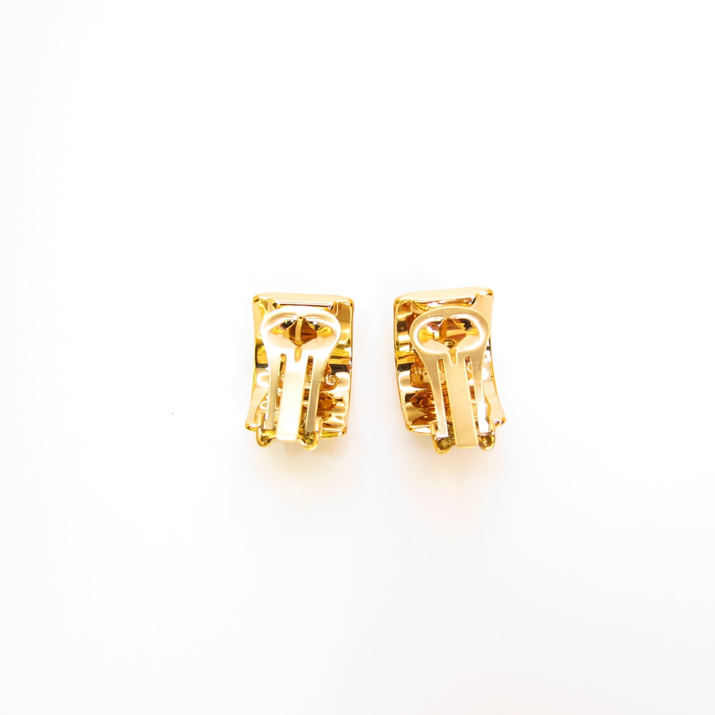 Hermes Vintage Blue Enamelled Golden Clip-on Earrings
