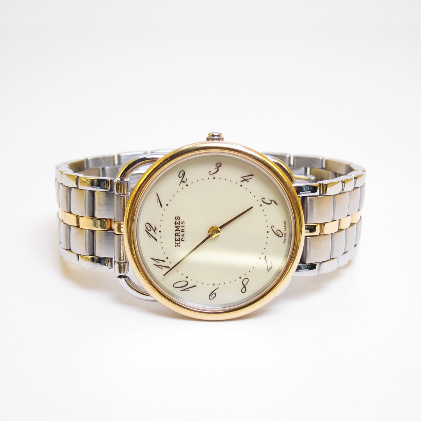 Hermes Vintage Arceau Ivory Dial Two Tone Watch