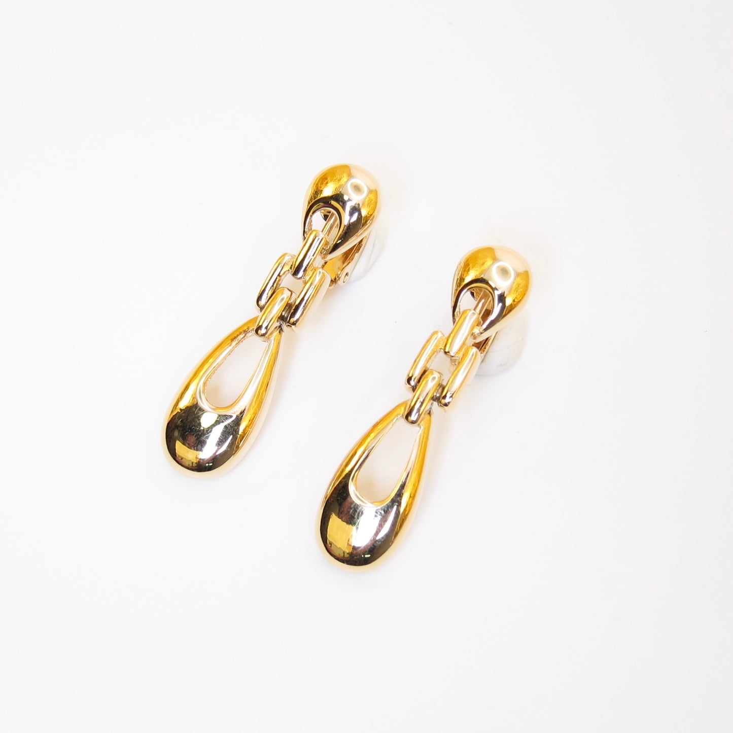 Givenchy Vintage Teardrop Dangle Golden Clip-on Earrings
