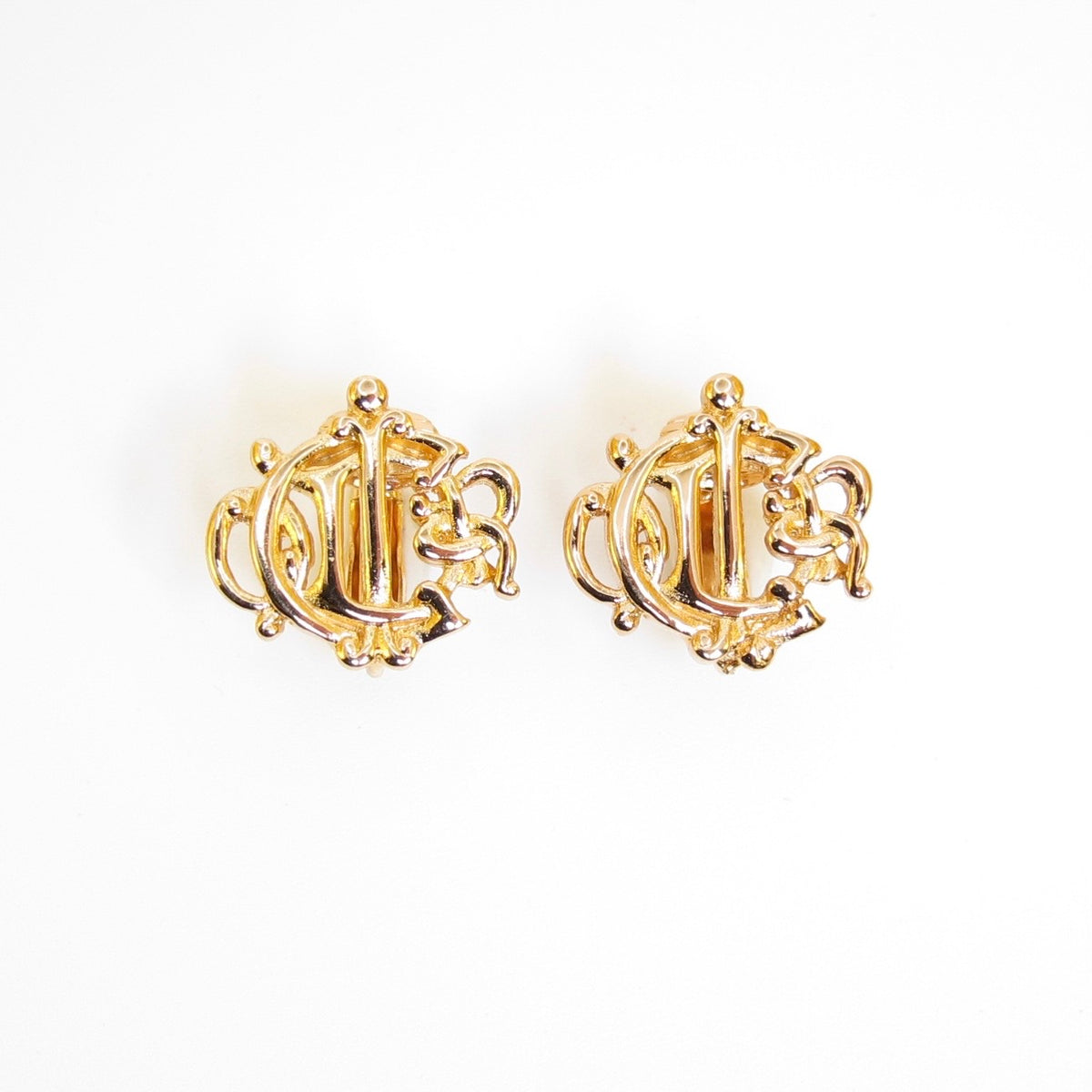Christian Dior Gold-Tone Crest Logo Clip-On Earrings