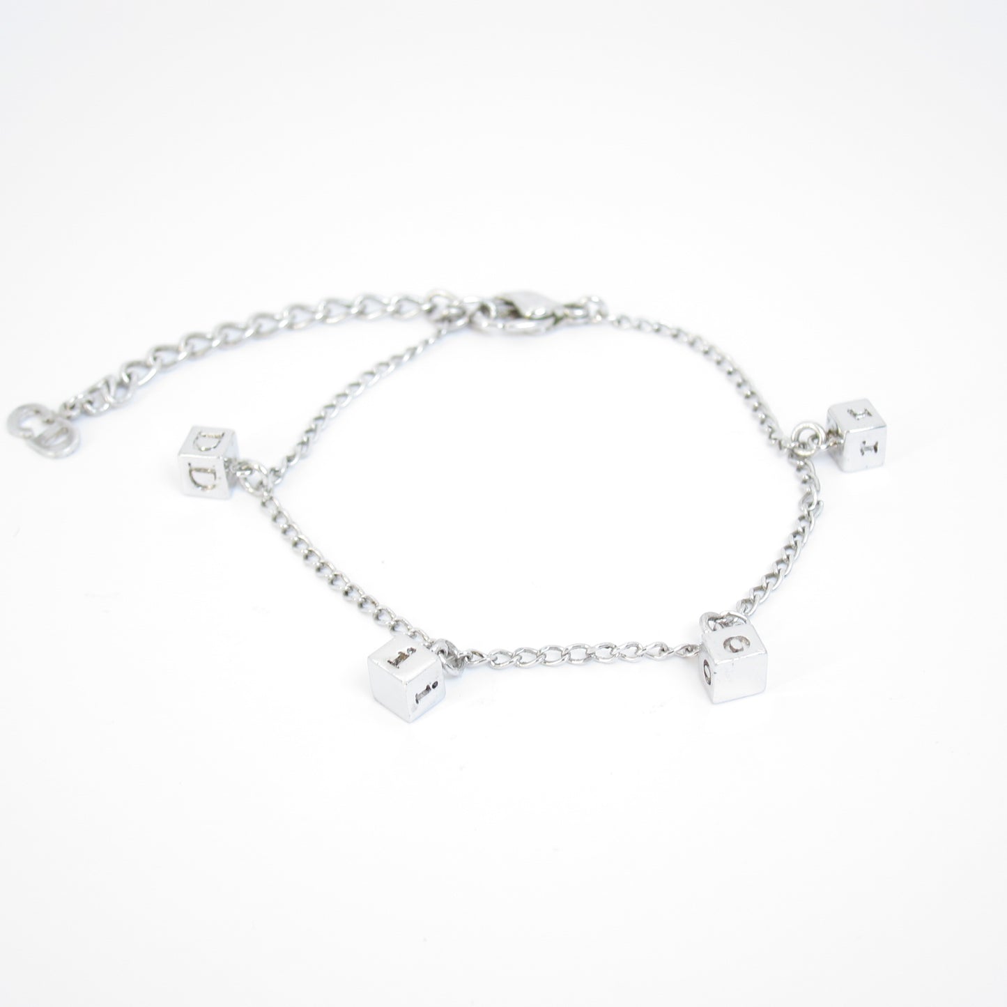 Christian Dior Vintage Dior Logo on Cube Silver Bracelet